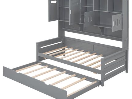 Daybed With All-In-One Cabinet And Shelf