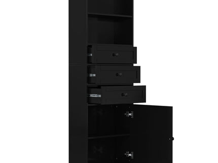 Tall Storage Cabinet With 3 Drawers And Adjustable Shelves For Bathroom
