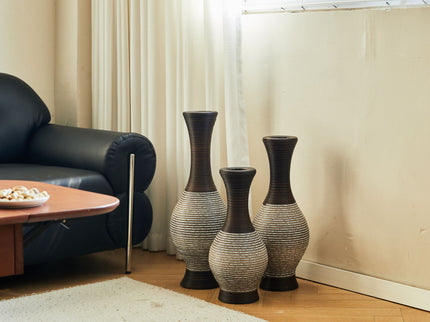 Tall Designer Floor Vase With Elegant 2 Tone