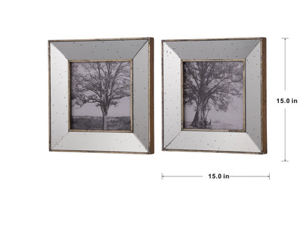 Vintage Reflective Picture Frames (Set of 2) - Silver
