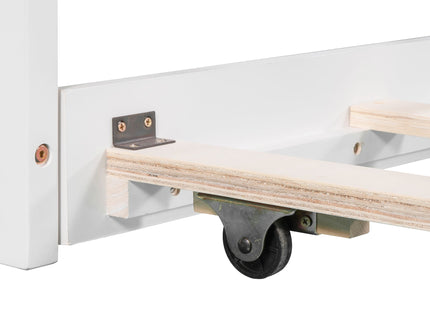 L Shaped Platform Bed With Trundle And Drawers Linked With Built In Desk