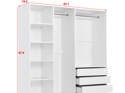 Doorless Storage Wardrobe For Dedroom With Shelves And 3 Drawers