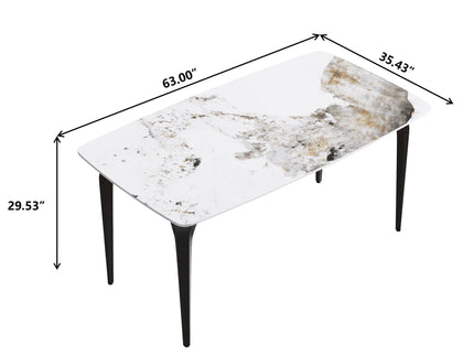 Modern Artificial Stone Pandora Curved Leg Dining Table 6 People - Antique White