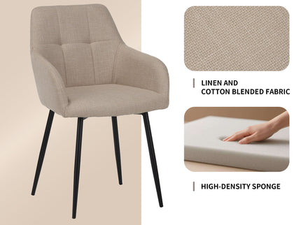 Dining Chair With Backrest And Wide Seat (Set of 2) - Beige