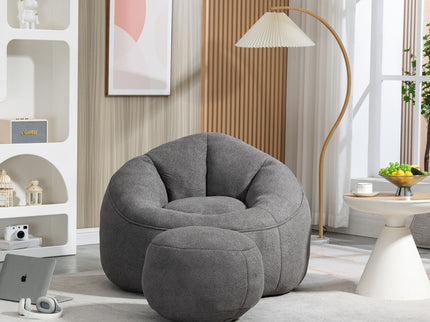 Bedding Bean Bag Sofa Chair High Pressure Foam With Footrest