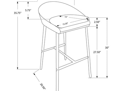 Bar Stool, Bar Height, Contemporary & Modern (Set of 2) - Gray