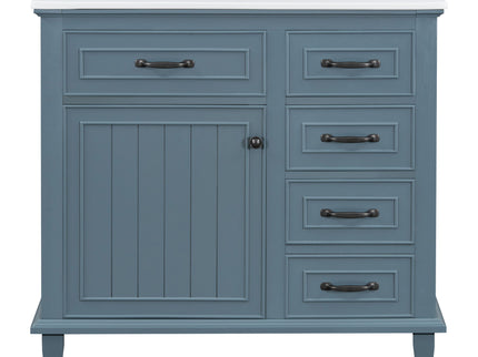 Modern Bathroom Vanity With Sink Top, Flip Drawers, Adjustable Shelf