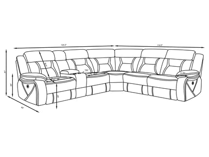 Barton - Upholstered Power Reclining Sectional Sofa - Gray