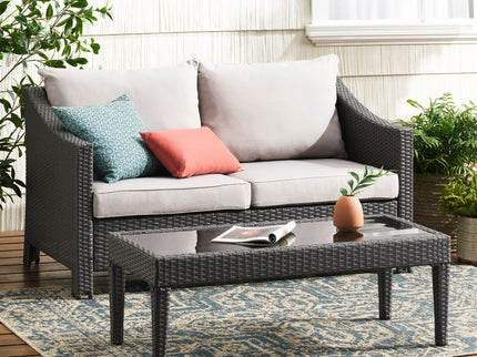Contemporary Antibes Loveseat & Table Set Outdoor - Gray