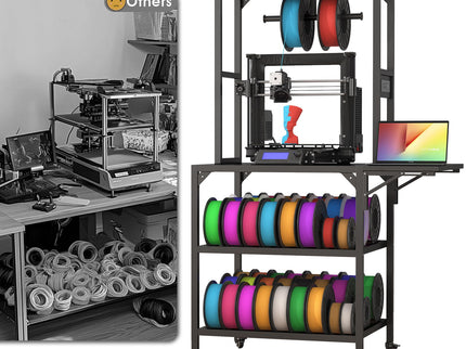 Heavy Duty 3D Printer Stand With Filament Storage Rack - Black