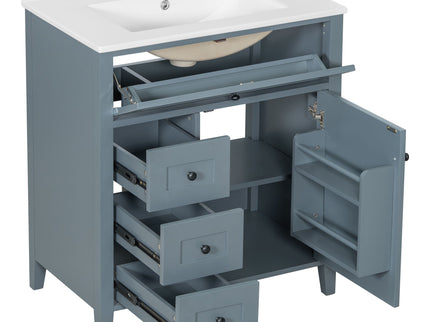 Modern Bathroom Vanity With Sink, 3 Drawers And Adjustable Shelf