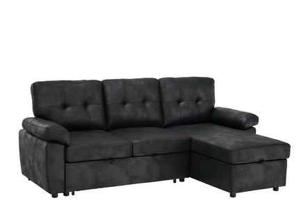 Convertible L - Sectional Sofa Bed With Storage Chaise And Padded Armrests