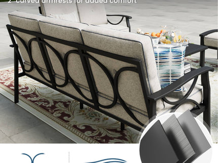 Patio Furniture Set & Coffee Table And Cushions For Backyard