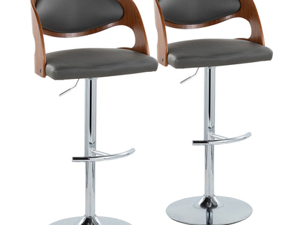 Pino - Mid Century Modern Adjustable Barstool & Swivel With Rounded T Footrest (Set of 2)