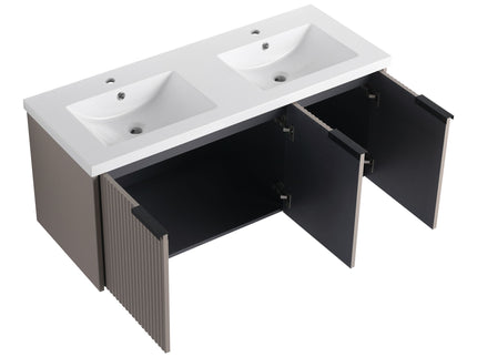 Contemporary Wall Mounted Bathroom Vanity With Resin Double Sink
