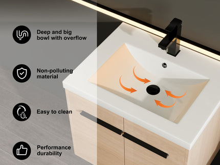 Bathroom Vanity Set With Resin Countertop Sink, 2 Doors