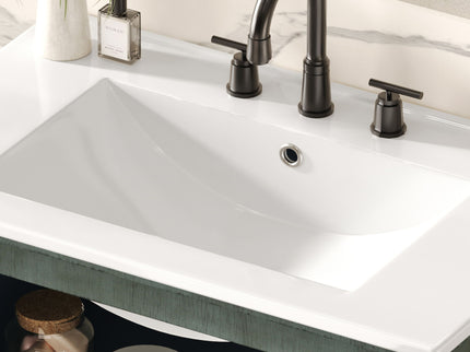 Vintage Bathroom Vanity With Ceramic Sink, Adjustable Shelves