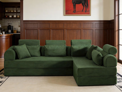 Modern L-Shape Modular Sectional Sofa, Compressed Design