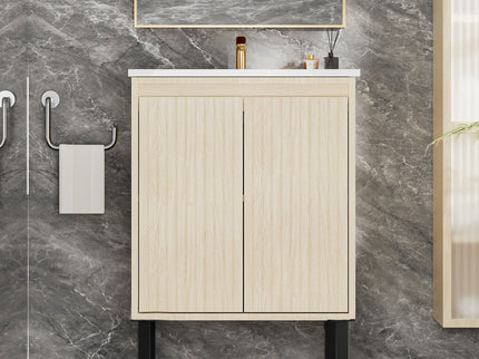 Bathroom Vanity With Ceramic Sink, Floor-Standing Design, Soft-Closing Drawers