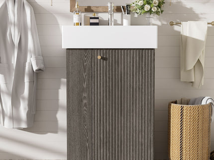 Bathroom Vanity With Sink, Freestanding Wood Grain Cabinet With Storage