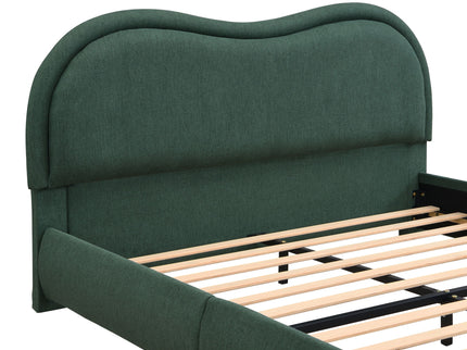 Upholstered Platform Bed Frame With Curved Headboard