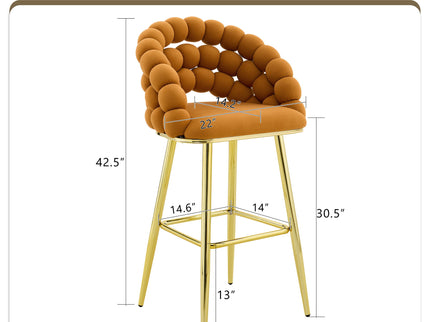 Bubble, Ball Chain Tufted Bar Chairs For Kitchen Island & Home Bar (Set of 2)