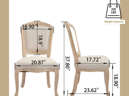 Dining Chairs Upholstered With Fan Shaped Back (Set of 2) - Beige