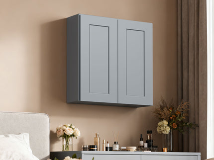 Shaker Wall Cabinet With Soft Close Hinges, Adjustable Shelves, Double Door