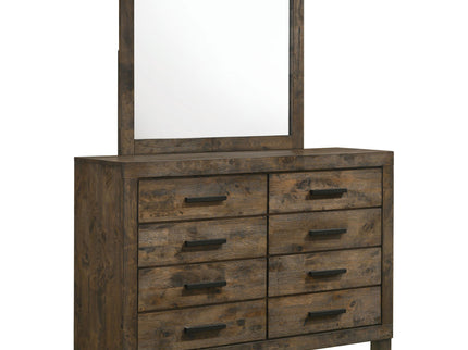 Bren - 8 Drawer Dresser With Mirror - Rustic Brown