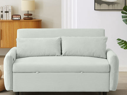 Pull-Out 2 Seat Modern Sleeper Sofa With 2 Throw Pillows And USB Ports