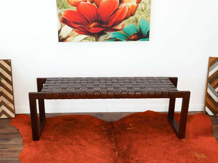 Christina - Bench - Cognac / Dark Brown / Tan