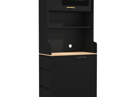 Pantry Cabinet With Hydraulic Flip Top And USB Charging Port