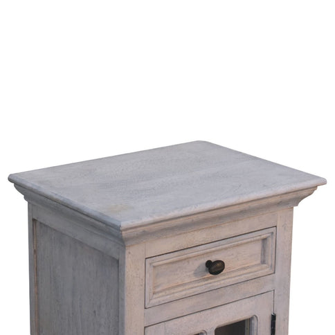 Glazed Bedside Table - Stone White