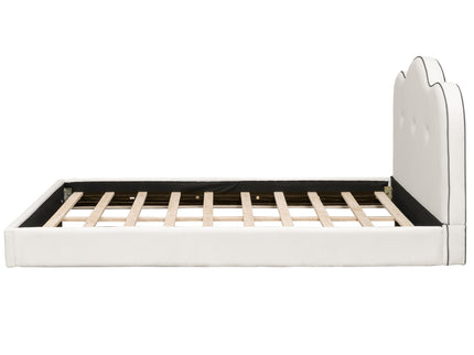Upholstered Platform Bed With Sturdy Frame And Headboard
