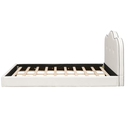 Upholstered Platform Bed With Sturdy Frame And Headboard