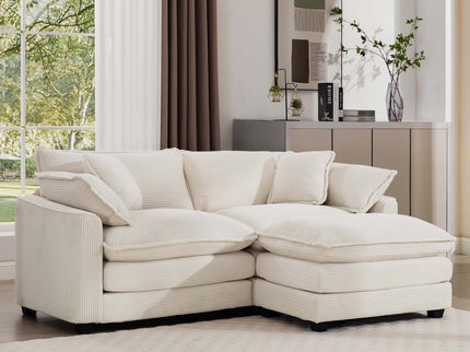 Modern Oversized Modular Cushion Sofa With Ottoman, Low Back, Deep Seating Sofa Set