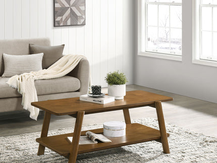 Metz - Mid-Century Modern Wood Shelf 3 Piece Coffee Table Set - Walnut