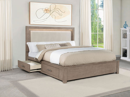 Gibbons - LED Storage Bed With Upholstered Headboard