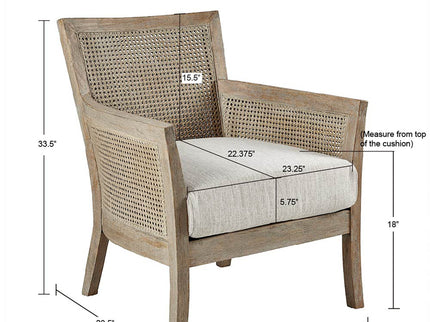 Cane Armchair With High Density Foam - Cream / Reclaimed Natural