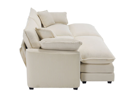 Modern Oversized Modular Cushion Sofa With Ottoman, Low Back, Deep Seating Sofa Set