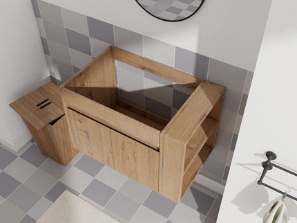 Wall Mounted Bathroom Vanity With Open Shelf, 29" Size (Vanity Only) - Imitative Oak