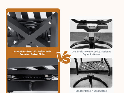 Outdoor Swivel Bar Chairs, 360 Degree Rotation, Ergonomic Backrest (Set of 2)