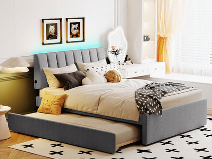 Upholstered Platform Bed With Trundle