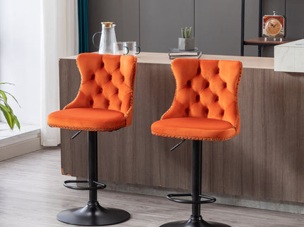 Swivel Barstools Adjusatble Seat Height, Modern Upholstered Bar Stools With Backs Comfortable Tufted For Home Pub And Kitchen Island (Set of 2)
