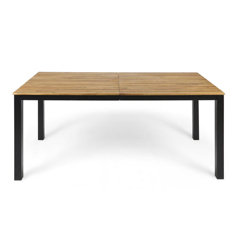 Rectangular Outdoor Dining Table Tabletop With Iron Legs - Black
