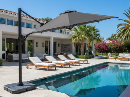 Round Cantilever Patio Umbrella With 360 Rotation & Infinite Tilt Adjustment