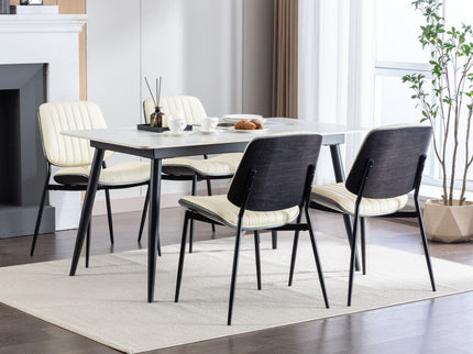 Dining Chairs (Set of 2) Mid-Century Modern Retro Chair With Walnut Bentwood Back Upholstered Seat Metal Legs Adjustable Foot For Kitchen Dining Room Chairs