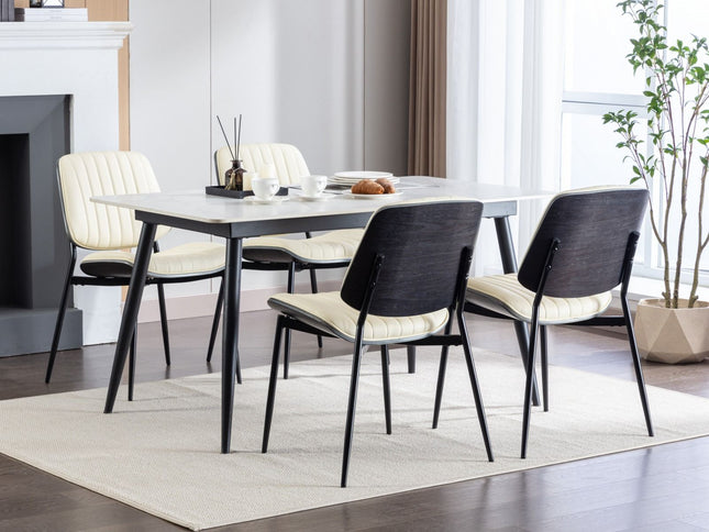 Dining Chairs (Set of 2) Mid-Century Modern Retro Chair With Walnut Bentwood Back Upholstered Seat Metal Legs Adjustable Foot For Kitchen Dining Room Chairs