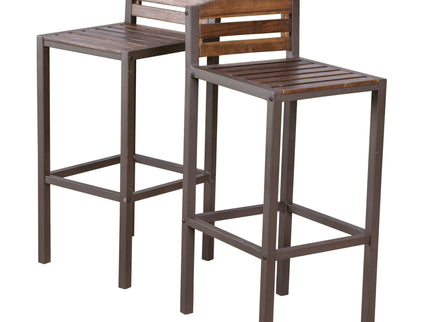 Outdoor Barstool With Slat Panel Design (Set of 2) - Dark Brown
