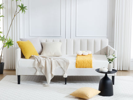 Elena - Boucle Upholstered Daybed, Ribbed Tufted Backrest